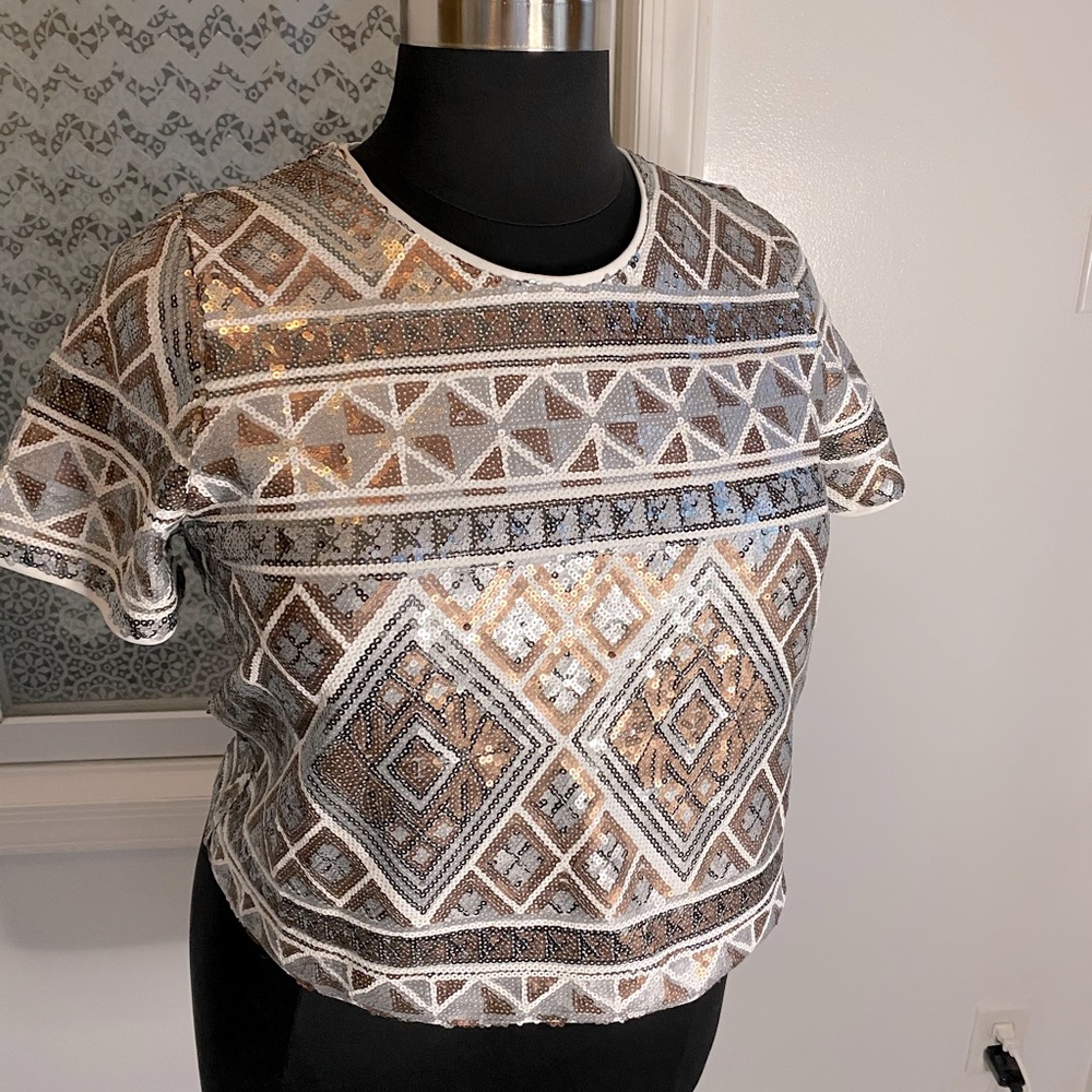 Sequin crop blouse (plus size)
